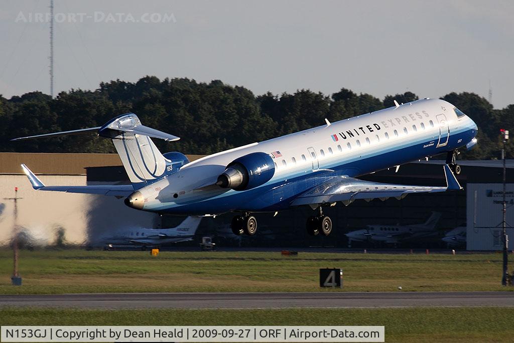 N153GJ, 2005 Bombardier CRJ-702 (CL-600-2C10) Regional Jet C/N 10219, United Express (Go Jet Airlines) N153GJ (FLT GJS7410) departing RWY 23 enroute to Washington Dulles Int'l (KIAD).