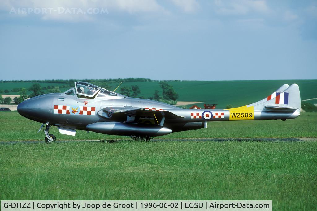 G-DHZZ, 1959 De Havilland (F+W Emmen) Vampire T55 (DH-115) C/N 990, This former Swiss Vampire was flying in full 56 Sq colours.