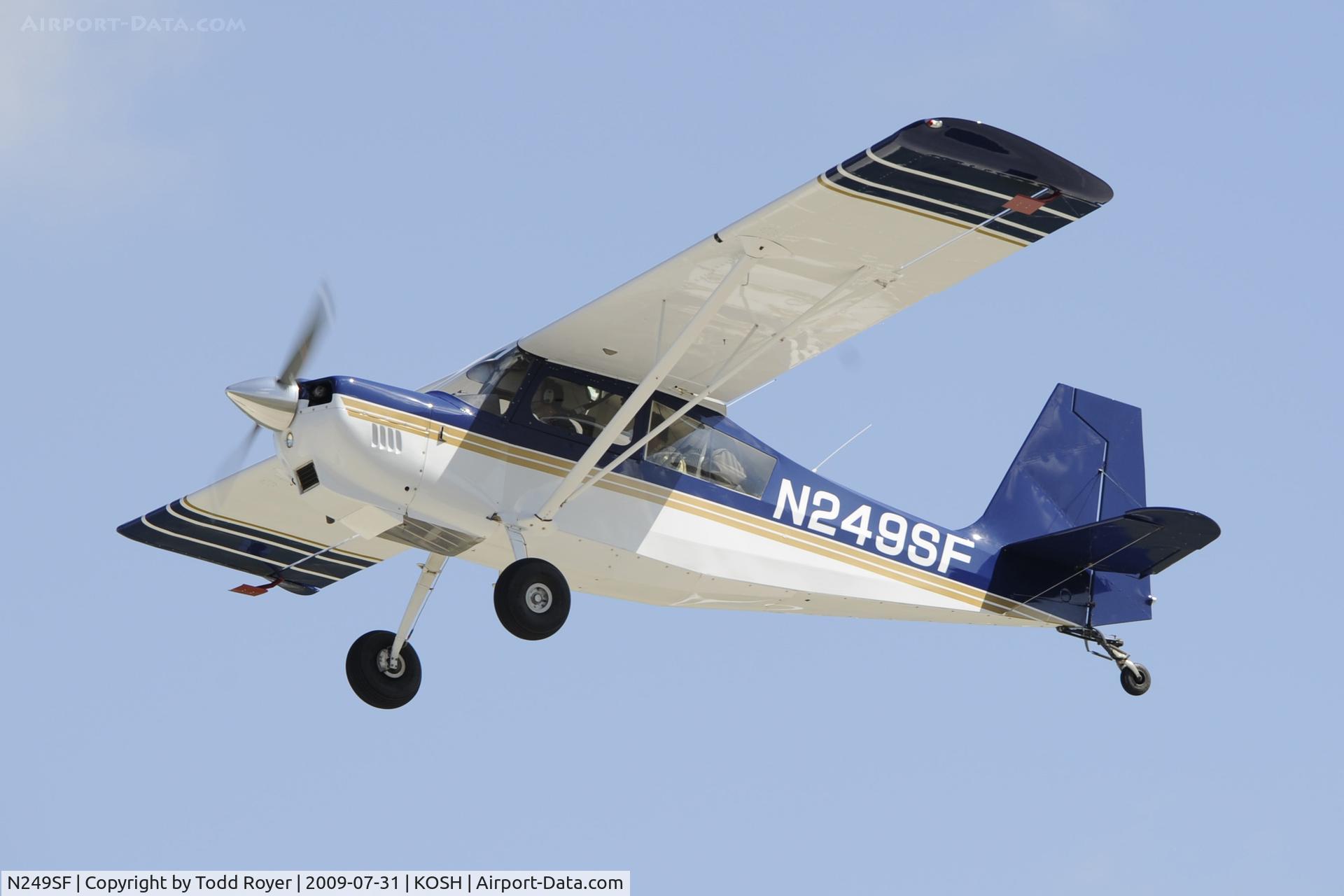 N249SF, 2000 American Champion 8GCBC Scout C/N 418-2000, Departing OSH on 27