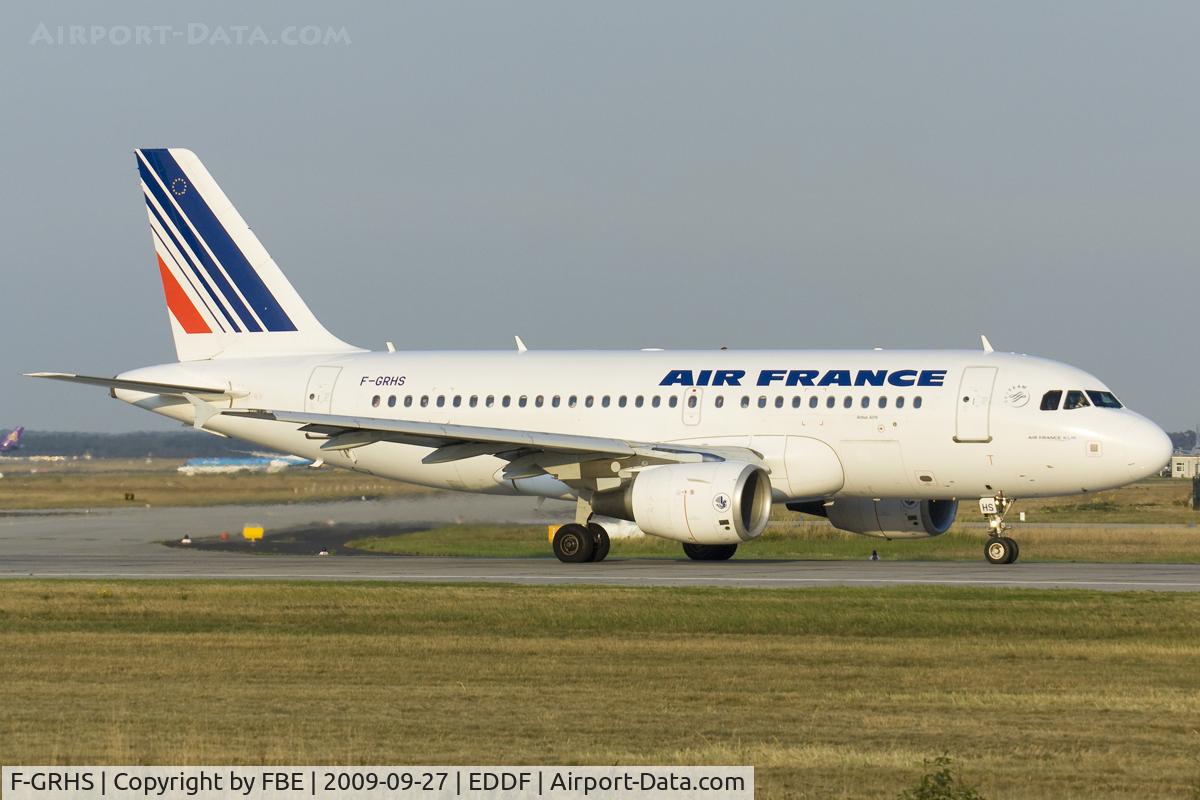 F-GRHS, 2001 Airbus A319-111 C/N 1444, departing EDDF