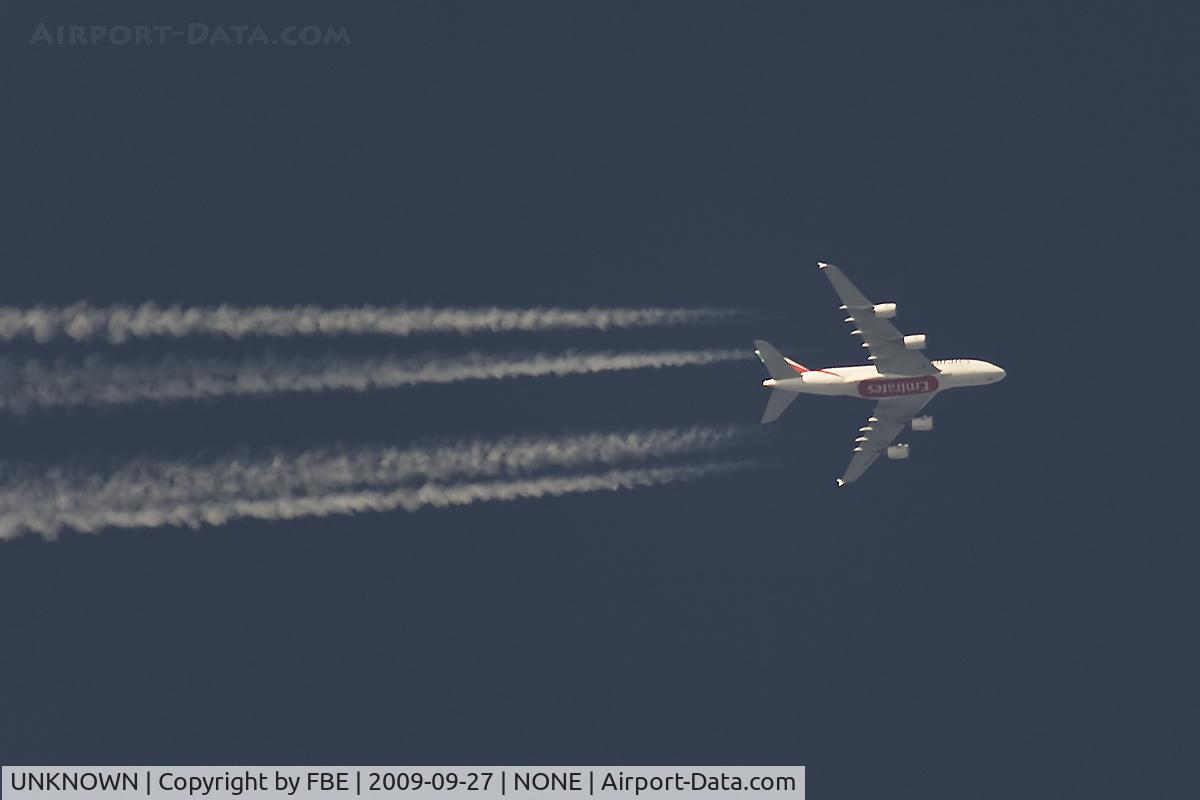UNKNOWN, Contrails Various C/N Unknown, Emirates A380 cruising high above EDDF
