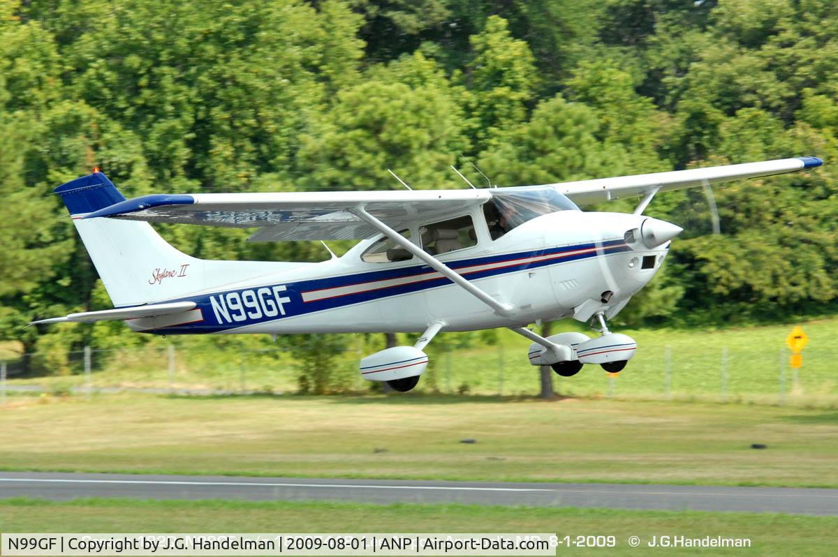 N99GF, 1979 Cessna 182Q Skylane C/N 18267418, take off at Lee Airport