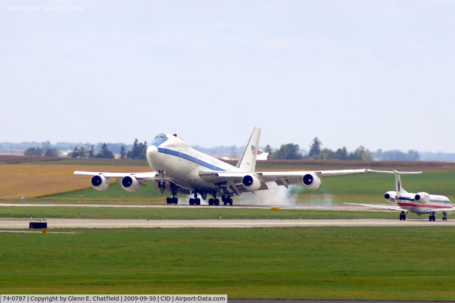 74-0787, 1974 Boeing E-4B C/N 20684, This touch and go is shot from my office on the 2nd floor of the tower