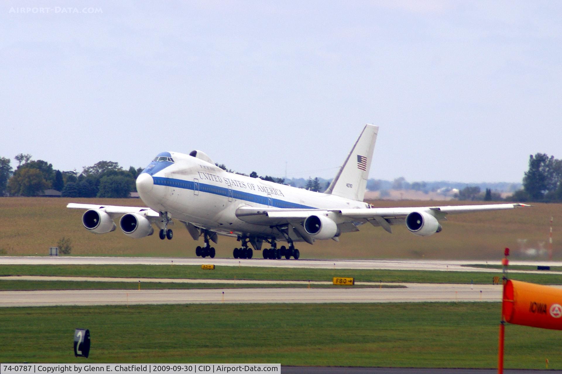 74-0787, 1974 Boeing E-4B C/N 20684, This touch and go is shot from my office on the 2nd floor of the tower