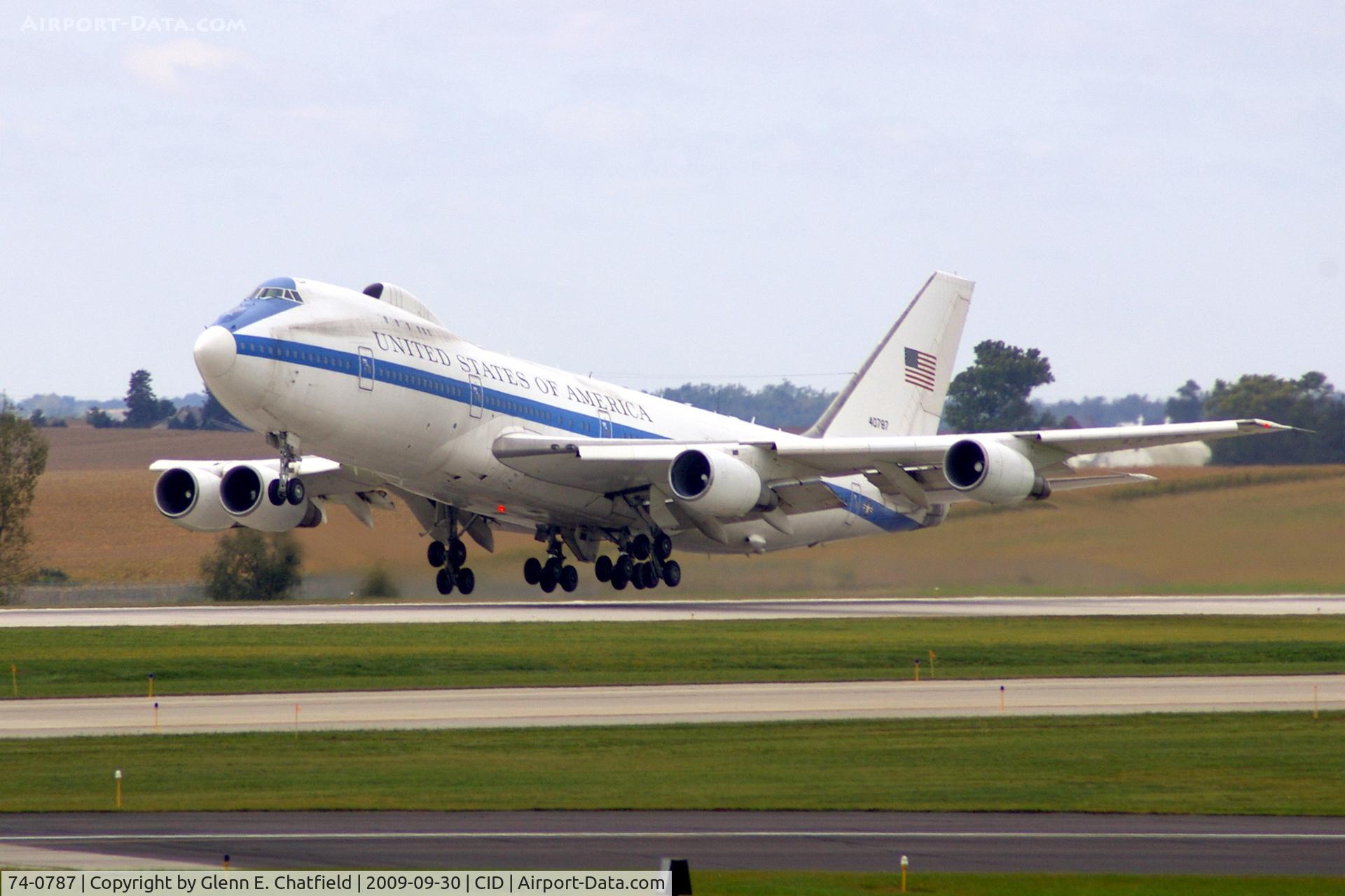74-0787, 1974 Boeing E-4B C/N 20684, This touch and go is shot from my office on the 2nd floor of the tower