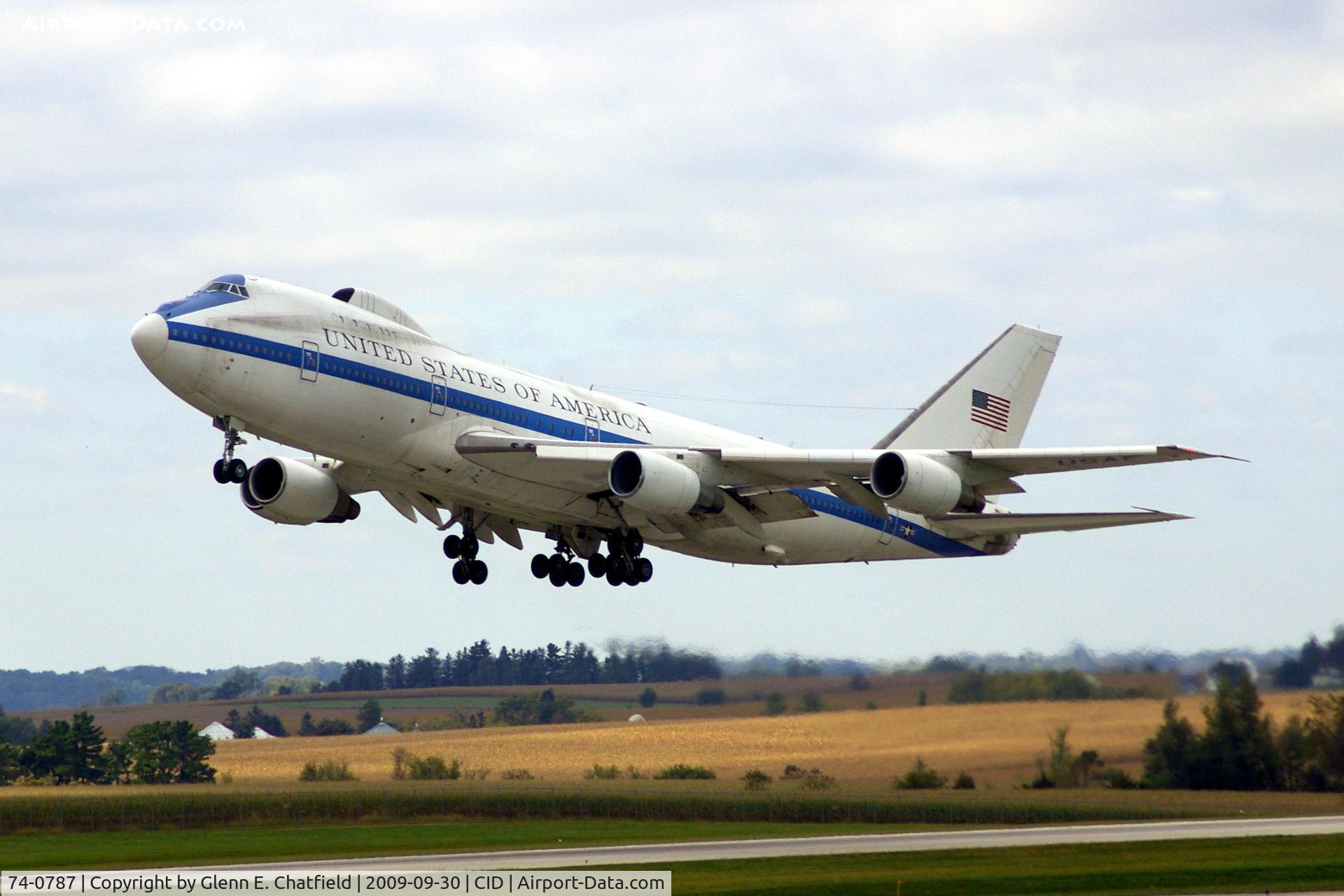 74-0787, 1974 Boeing E-4B C/N 20684, This touch and go is shot from my office on the 2nd floor of the tower