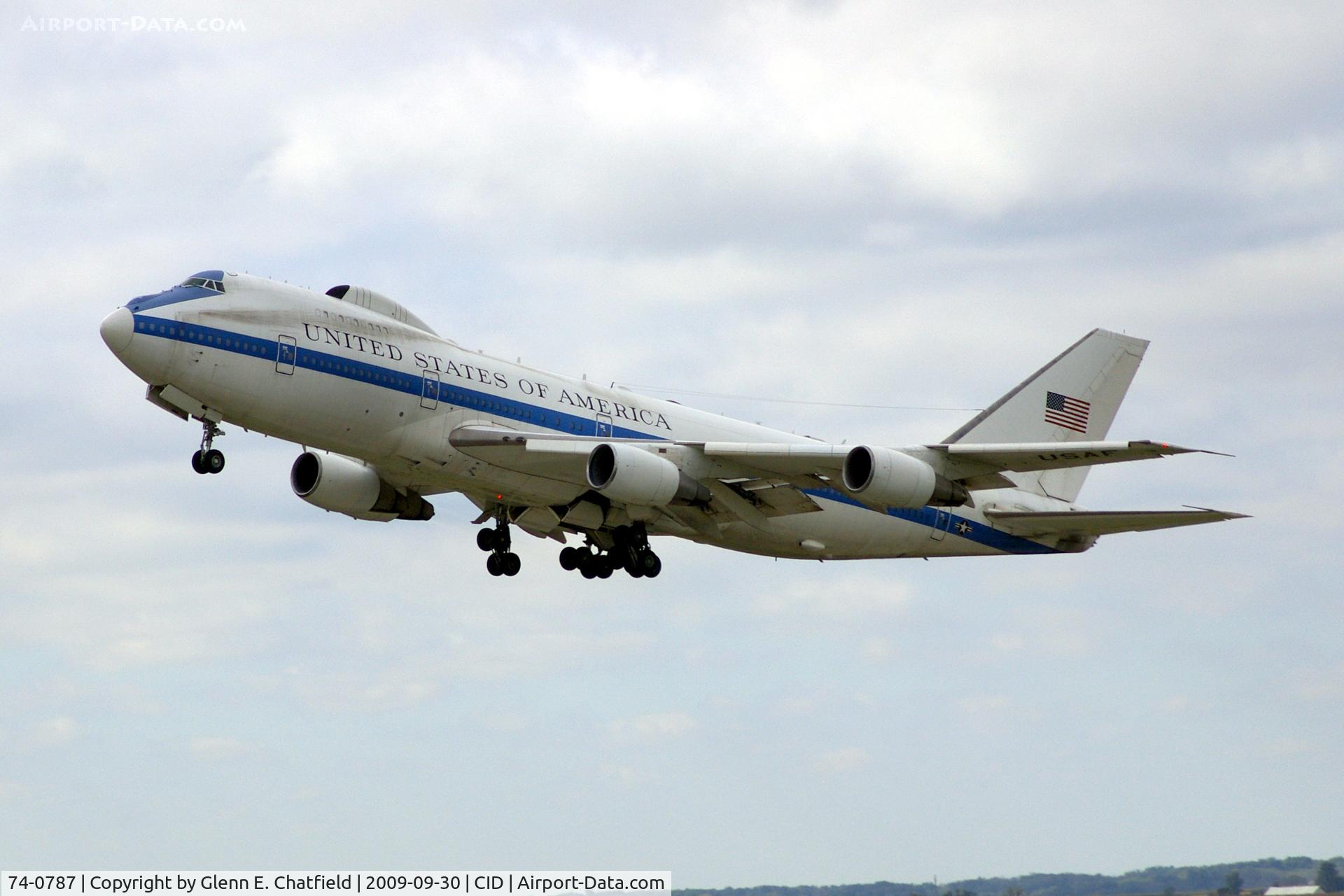 74-0787, 1974 Boeing E-4B C/N 20684, This touch and go is shot from my office on the 2nd floor of the tower