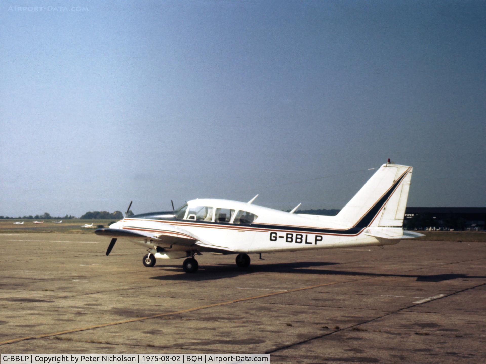 G-BBLP, 1969 Piper PA-23-250 Aztec C/N 27-4136, PA-23 Aztec D seen at Biggin Hill in the Summer of 1975.