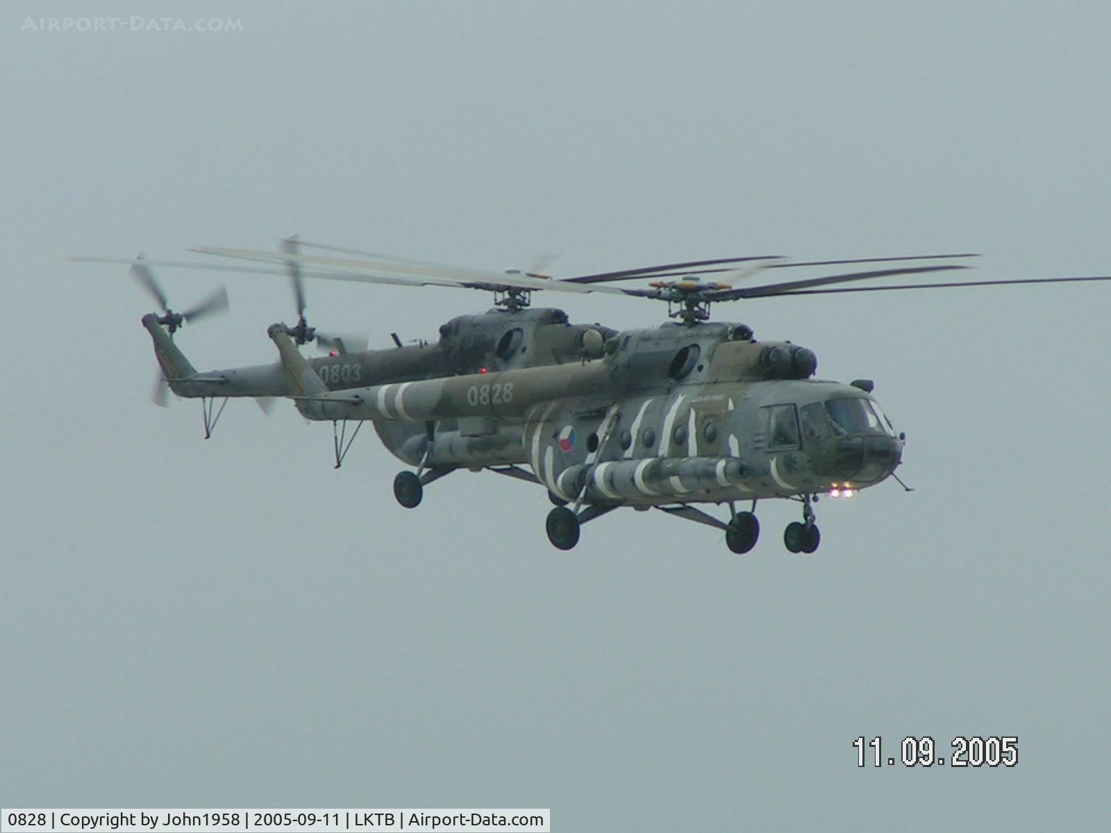0828, Mil Mi-17 Hip C/N 108M36, 0828 plus 0803 overfly the crowd