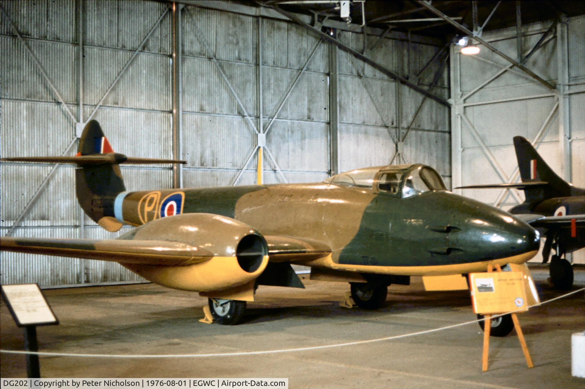 DG202, Gloster Meteor F.9/40 C/N Not found DG202, The prototype Meteor as displayed at Cosford in the Summer of 1976.