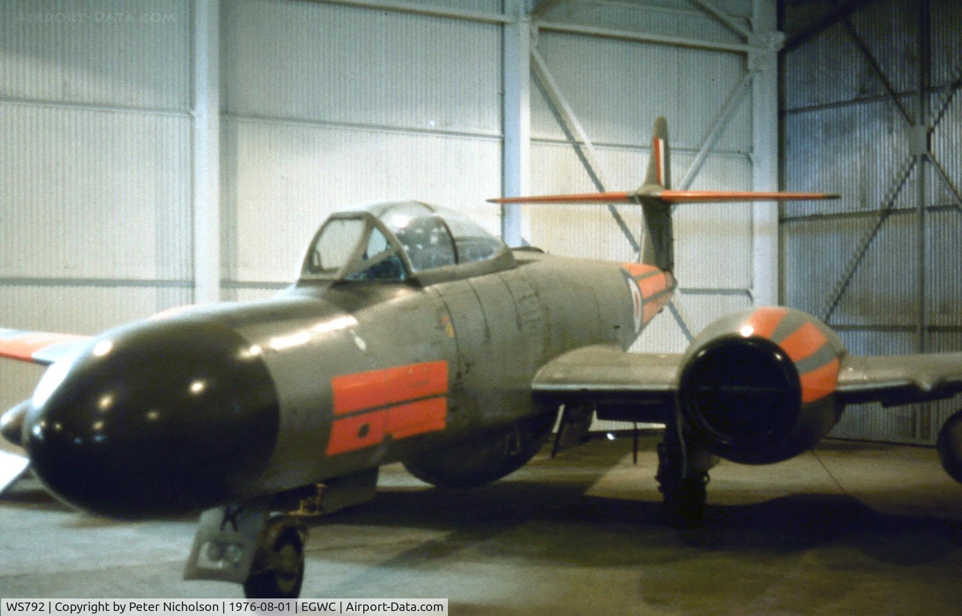 WS792, 1954 Gloster Meteor NF(T).14 C/N Not found WS792, Another view of Cosford's Meteor NF(T).14 as seen in the Summer of 1976.