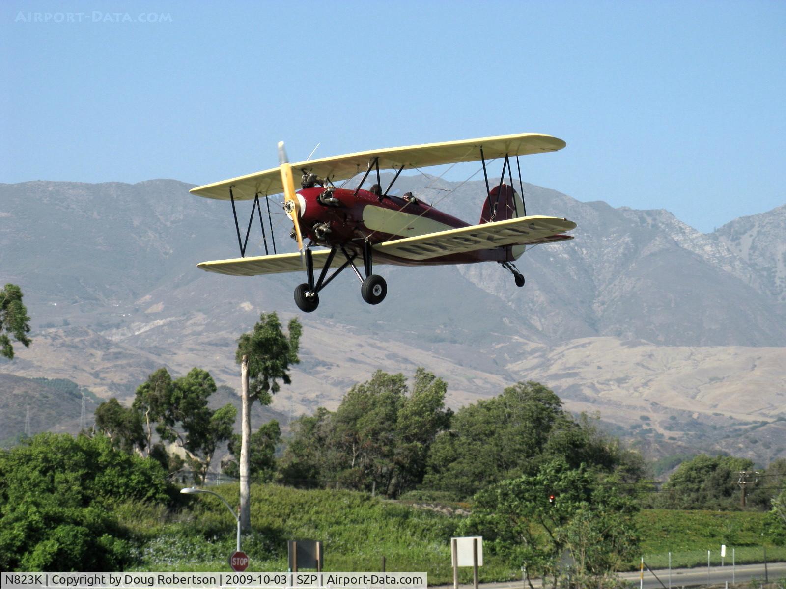 N823K, 1993 Great Lakes 2T-1A Sport Trainer C/N 1020, 1993 Ball GREAT LAKES 2T-1AK as NX823K, Kinner R 56, 160 Hp modified for fuel injection, on final Rwy 22