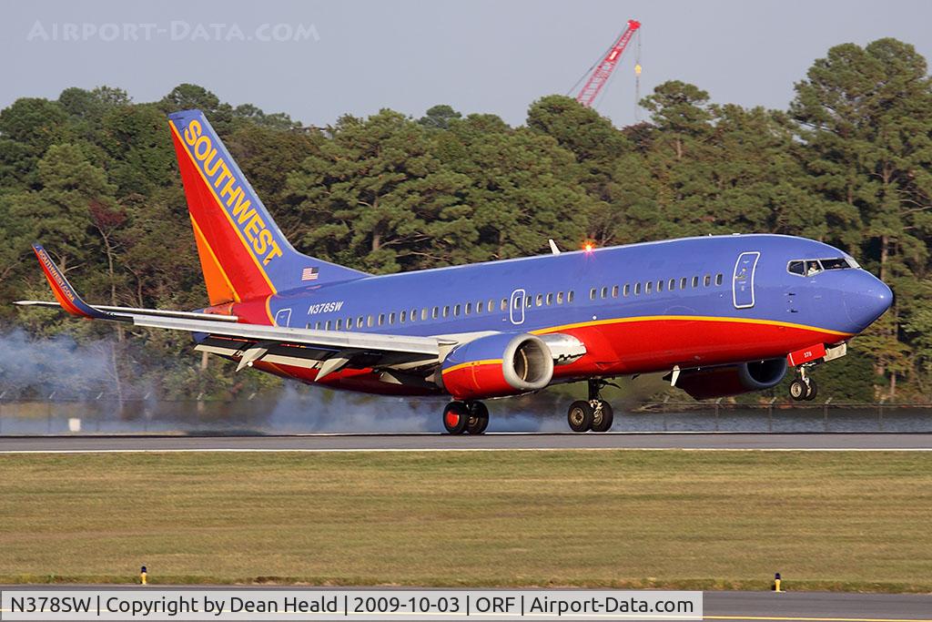 N378SW, 1994 Boeing 737-3H4 C/N 26585, Southwest Airlines N378SW (FLT SWA3049) from Orlando Int'l (KMCO) landing on RWY 23.