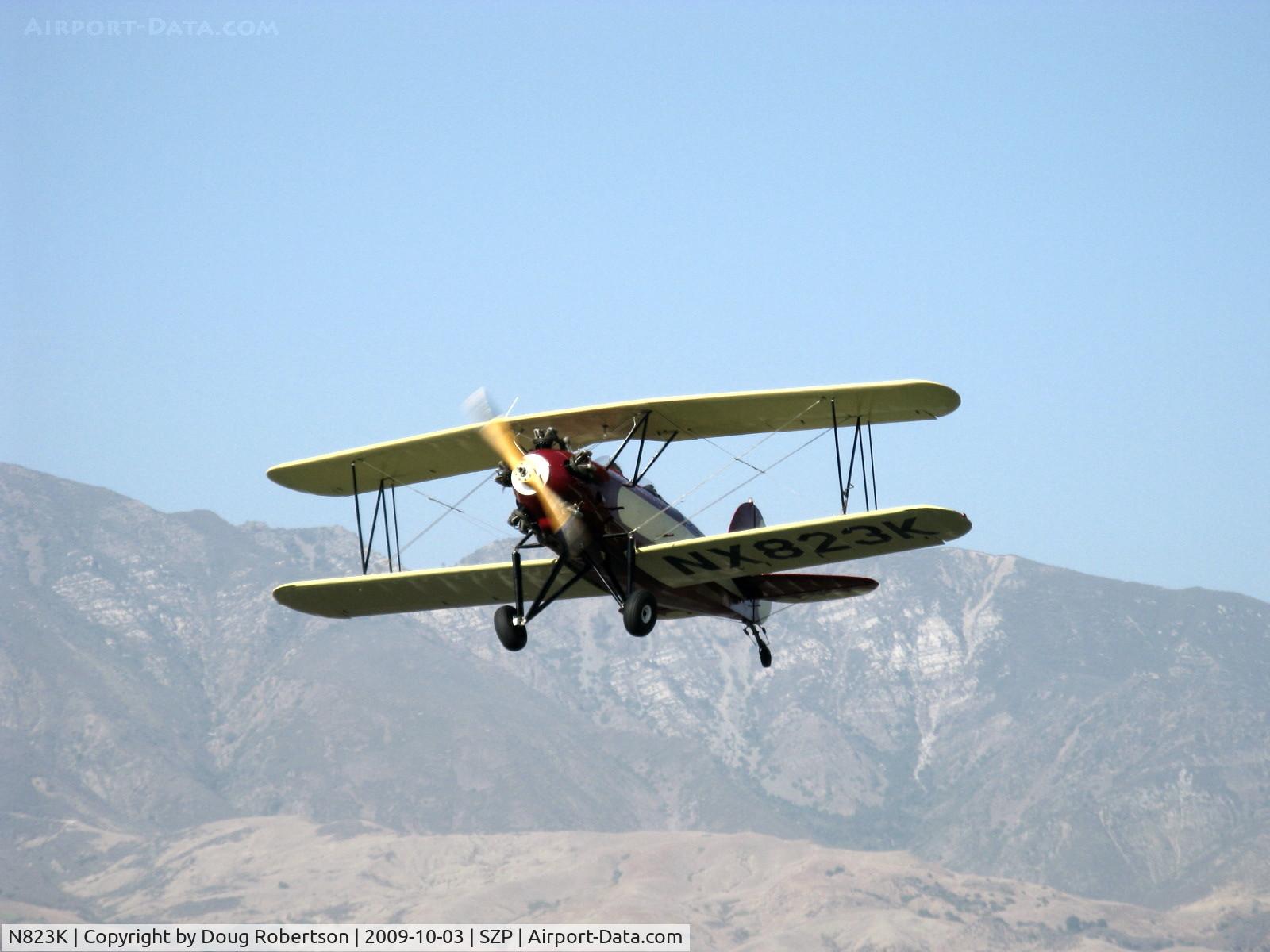 N823K, 1993 Great Lakes 2T-1A Sport Trainer C/N 1020, 1993 Ball GREAT LAKES 2T-1AK as NX823K, Kinner R 56, 160 Hp modified for fuel injection, takeoff climb Rwy 22