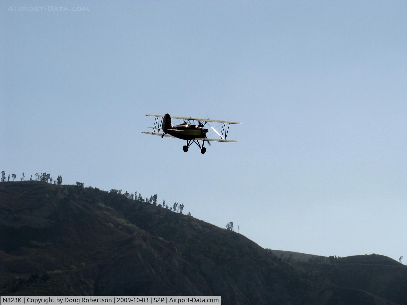 N823K, 1993 Great Lakes 2T-1A Sport Trainer C/N 1020, 1993 Ball GREAT LAKES 2T-1AK as NX823K, Kinner R 56, 160 Hp modified for fuel injection, takeoff climb Rwy 22