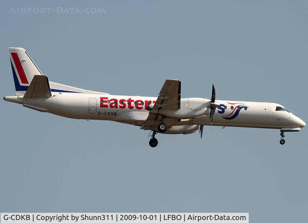 G-CDKB, 1996 Saab 2000 C/N 2000-032, Landing rwy 14R with FC Brugge Football Team on board