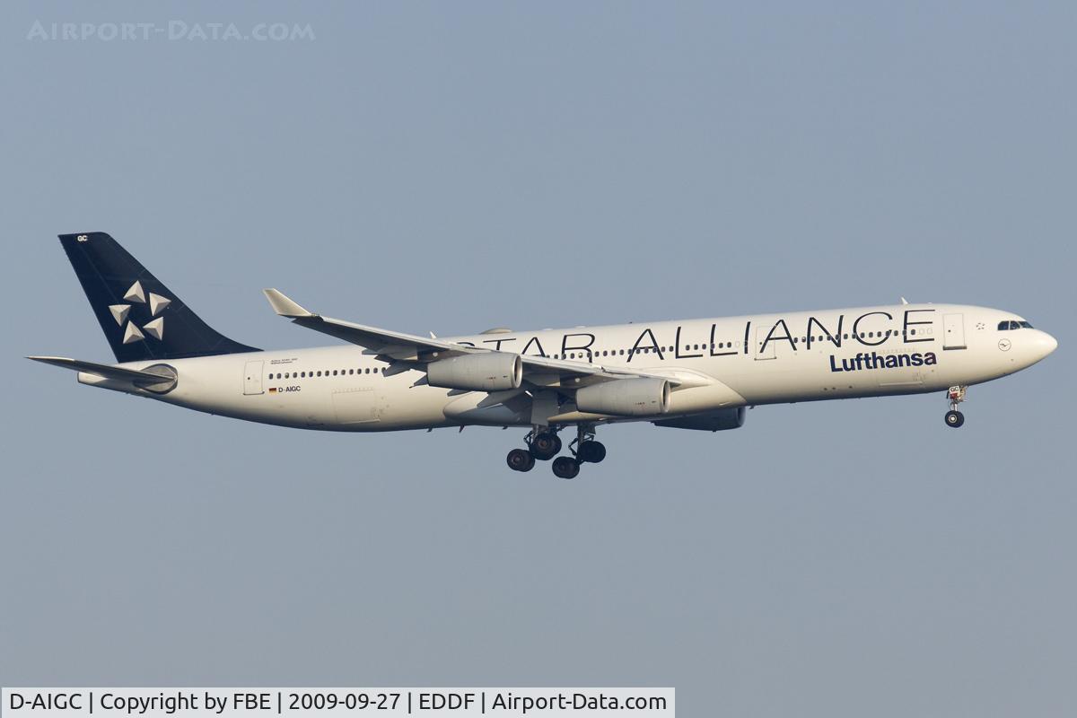 D-AIGC, 1993 Airbus A340-311 C/N 027, Lufthansa Star Alliance A340-300 short final