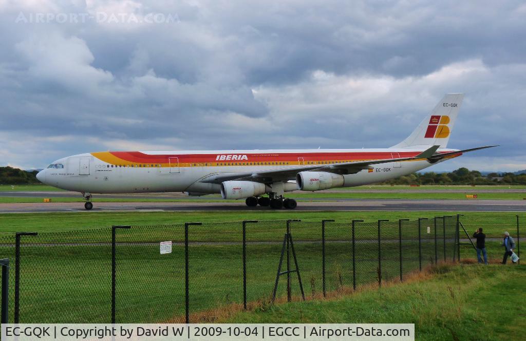 EC-GQK, 1997 Airbus A340-313 C/N 197, Rare to see one of these at Manchester