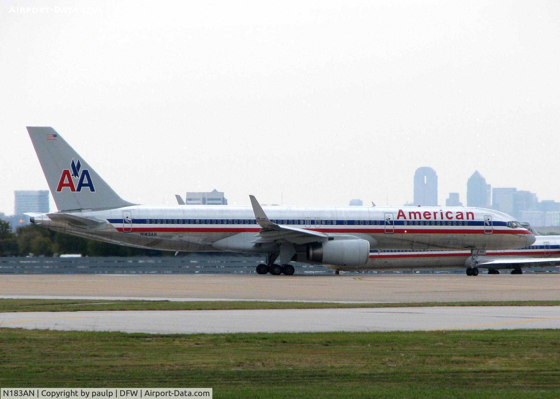 N183AN, 1999 Boeing 757-223 C/N 29593, Starting to roll for take off on 18L at DFW.
