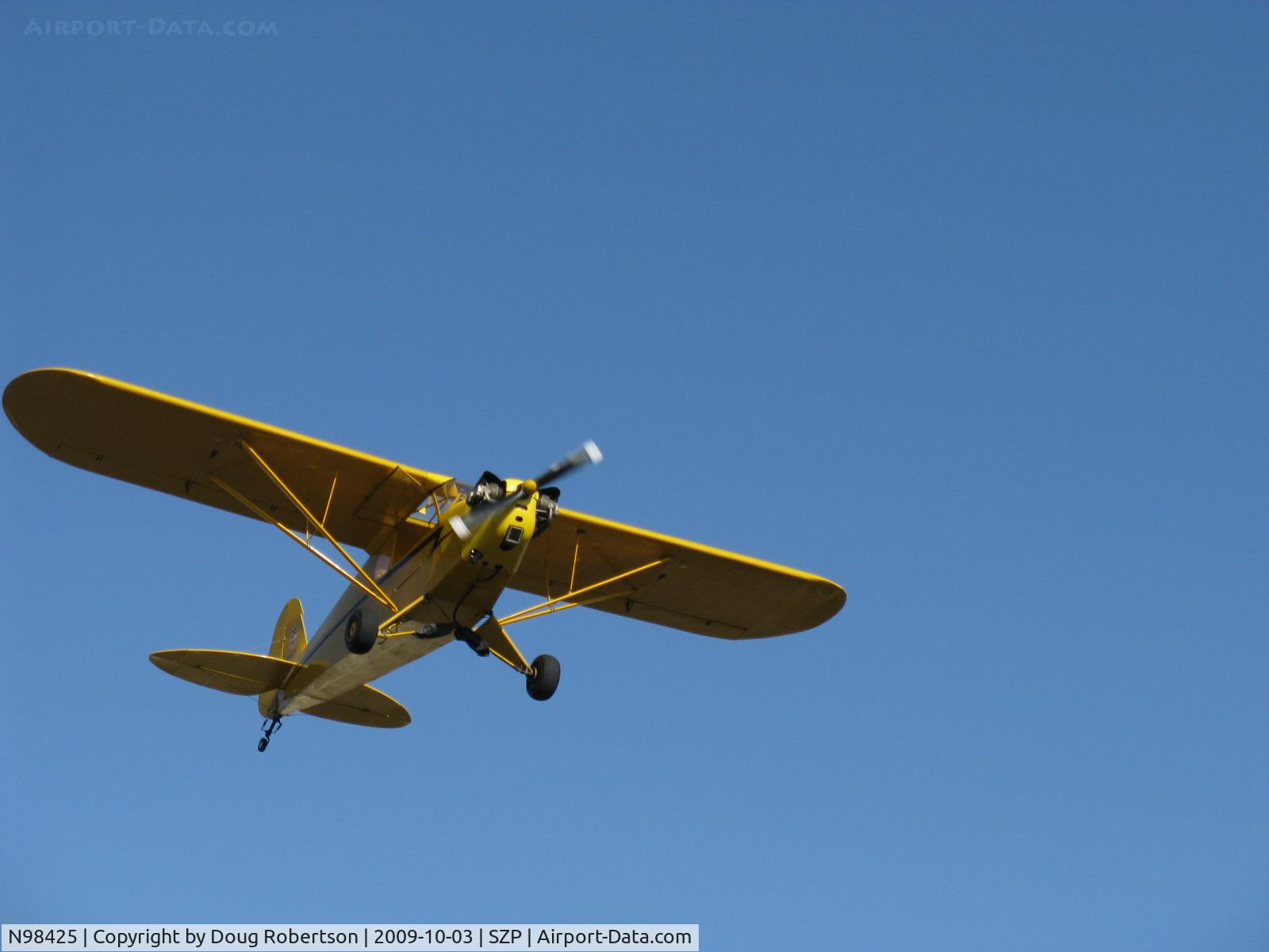 N98425, 1946 Piper J3C-65 Cub Cub C/N 18612, 1946 Piper J3C65 CUB, Continental C90 90 Hp upgrade, on final Rwy 22