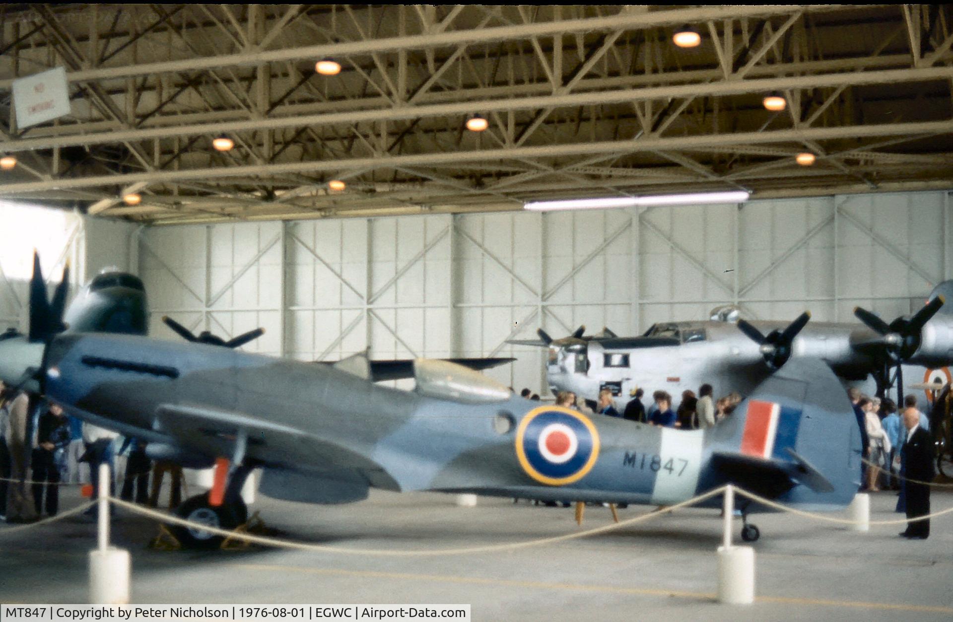 MT847, Supermarine 379 Spitfire FR.XIVe C/N 6S/643779, Another view of Cosford's Spitfire FR.XIVe as seen in the Summer of 1976.
