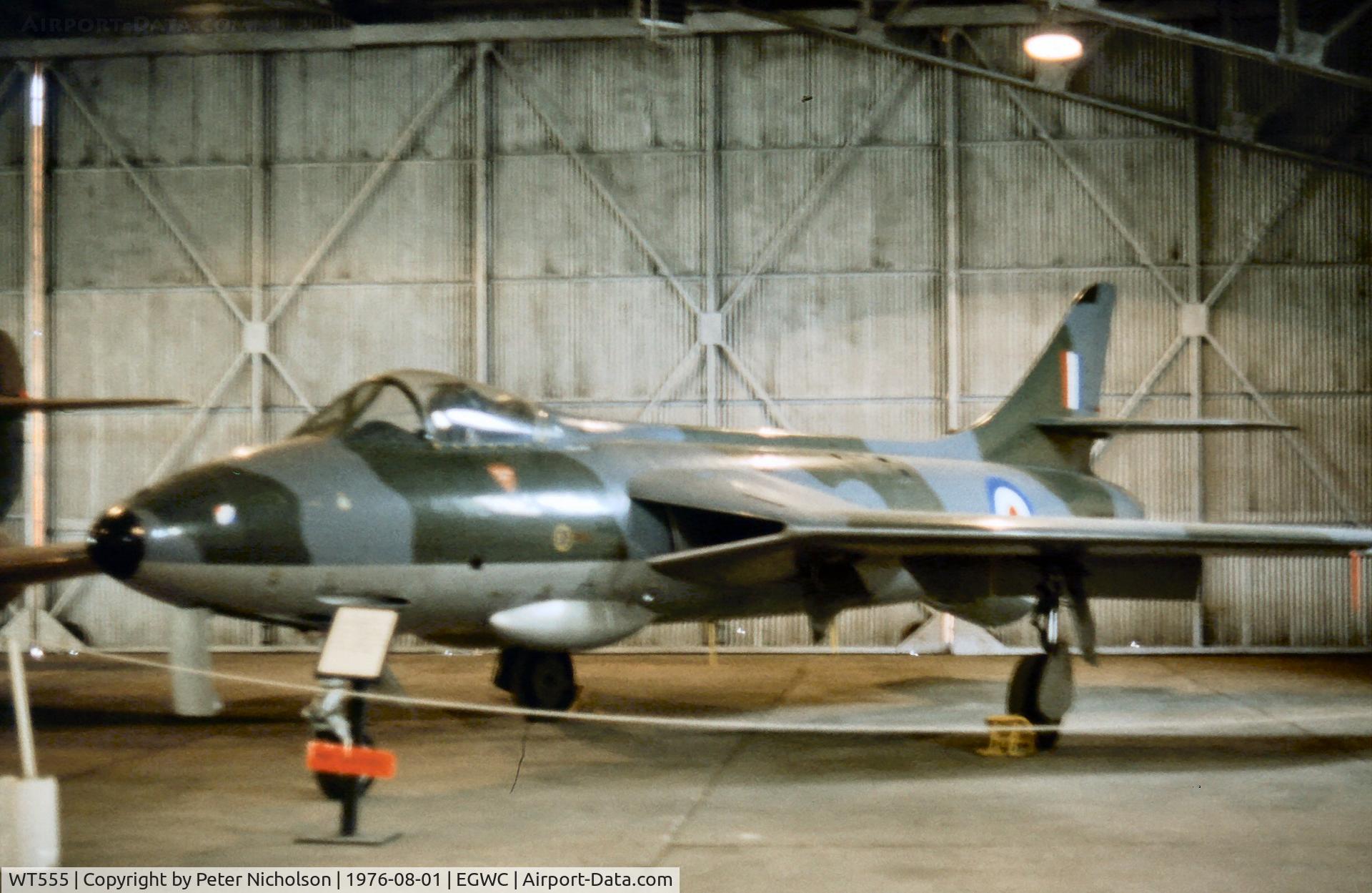 WT555, 1953 Hawker Hunter F.1 C/N 41H-665405, The first production Hunter was on display at Cosford in the Summer of 1976.