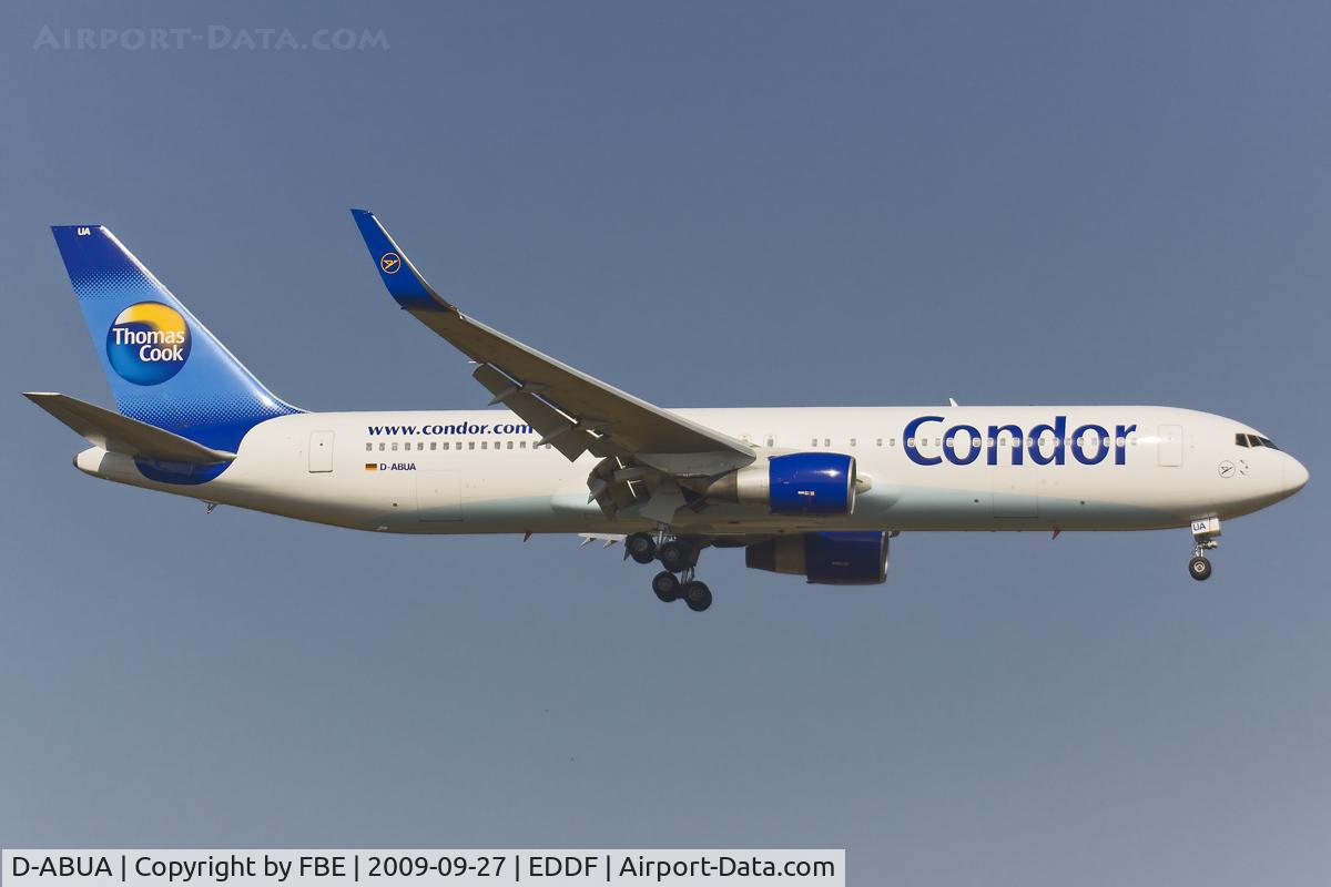D-ABUA, 1992 Boeing 767-330/ER C/N 26991, about to touchdown on RW25R