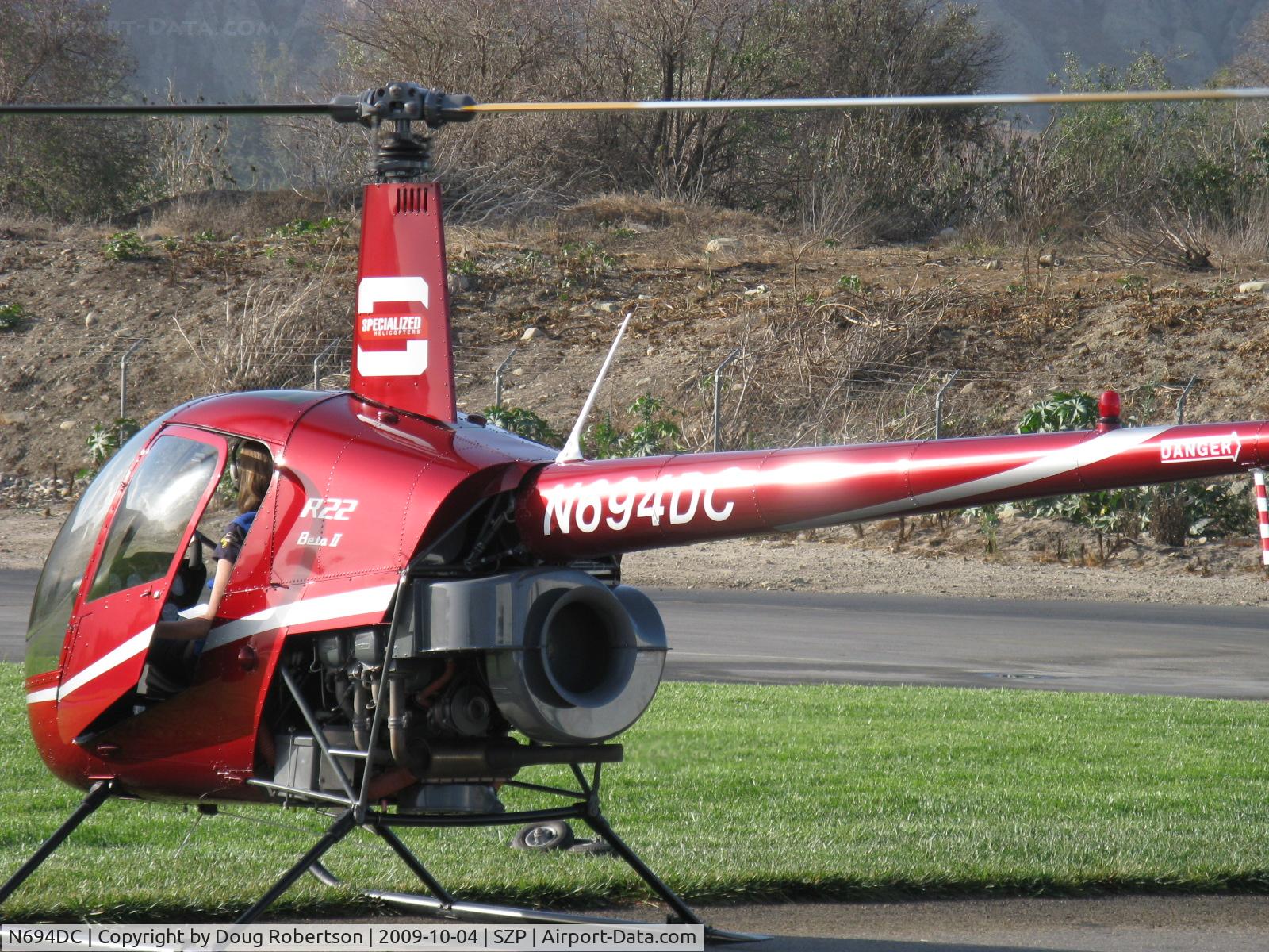N694DC, 2004 Robinson R22 Beta C/N 3573, 2004 Robinson R22 BETA II, Lycoming O-360 derated t0 131 Hp