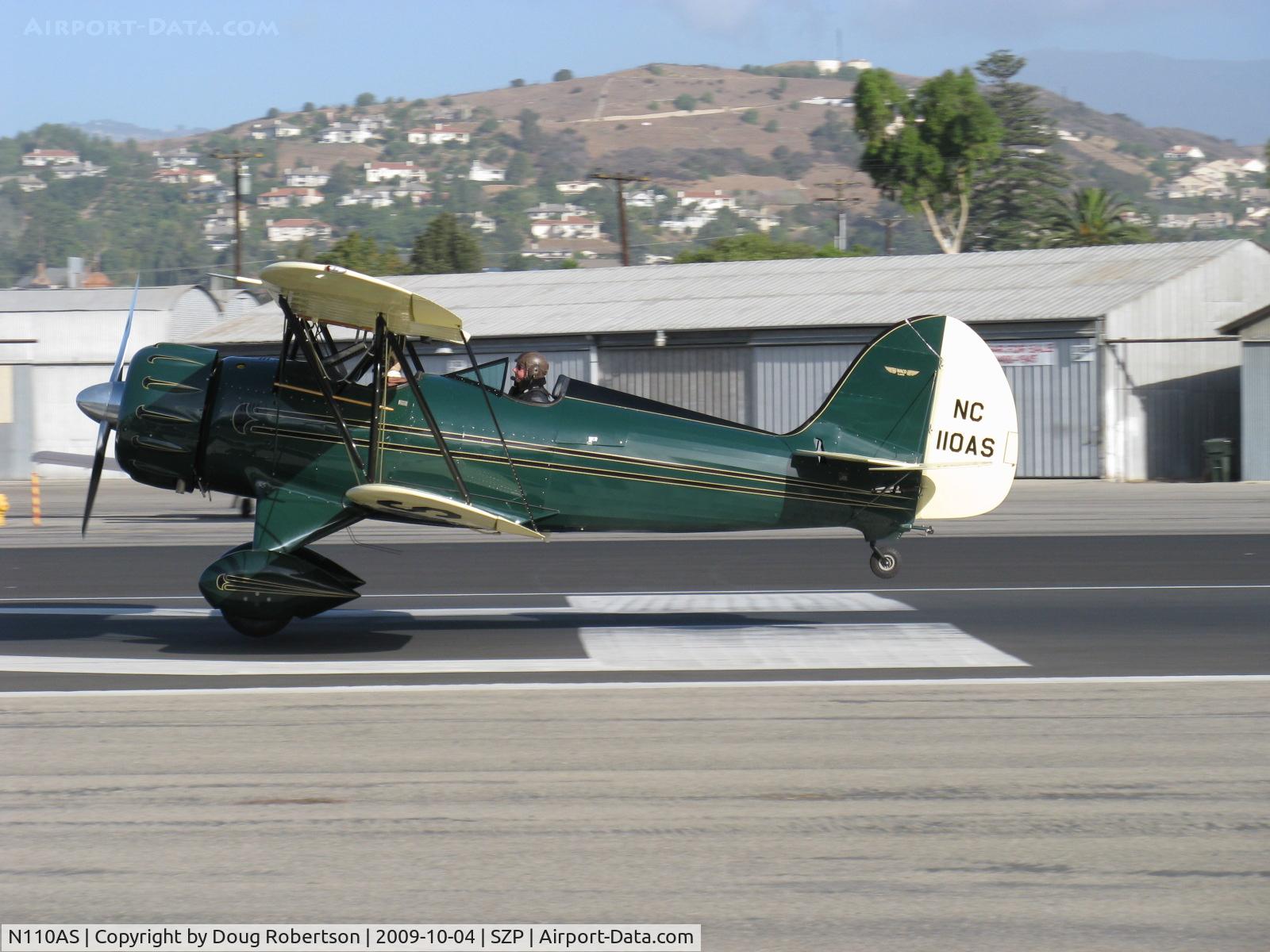 N110AS, 2005 Waco YMF-F5C C/N F5C110, 2005 Waco Classic YMF-F5C, Jacobs R755B 275 Hp, landing roll Rwy 22