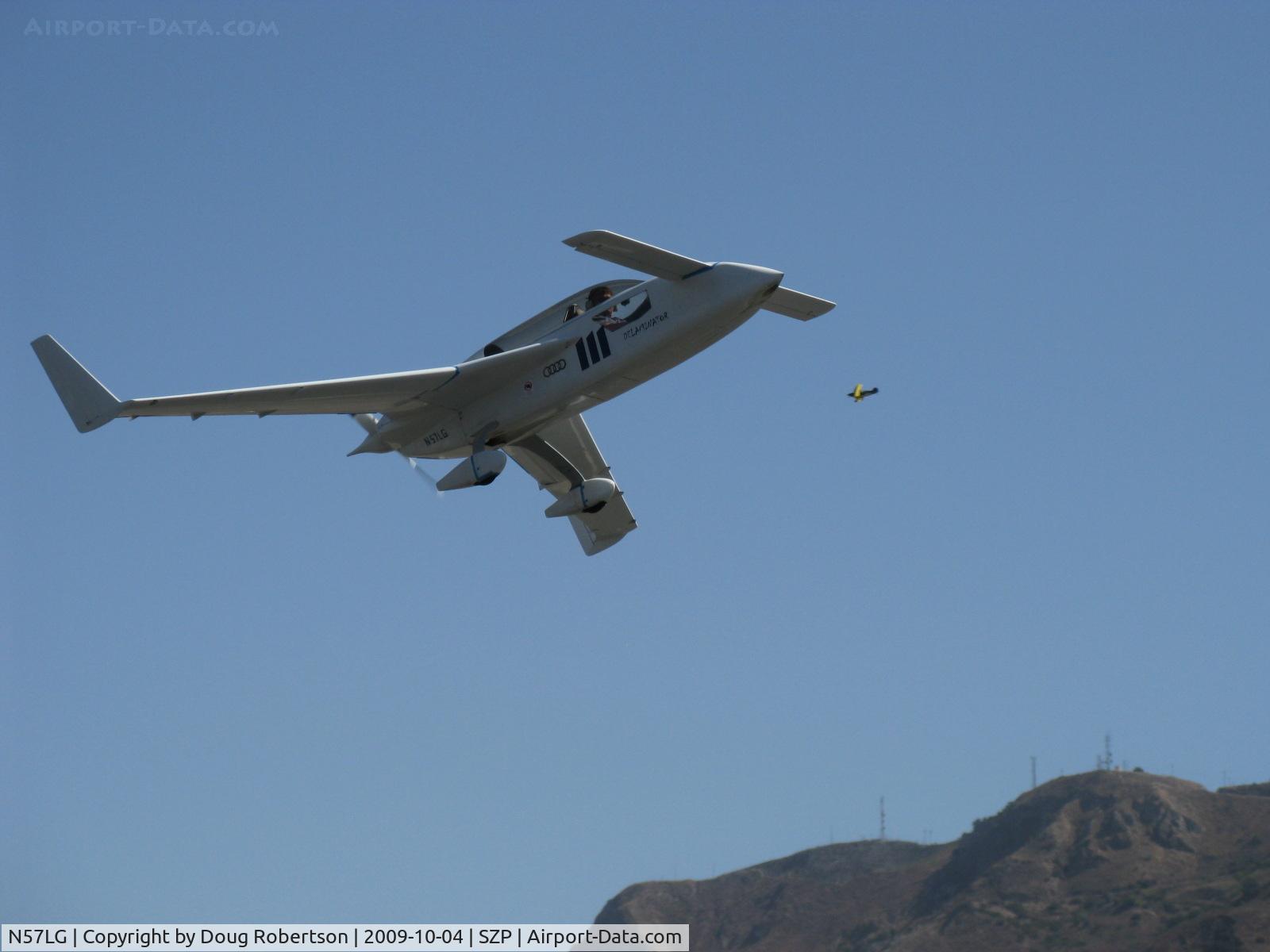 N57LG, 1983 Rutan VariEze C/N 57Z, 1983 Godsey/Klaus Savier modified RUTAN VARI-EZE 'DELIMINATOR III', Continental O-200 100+ Hp, Light Speed Engineering plasma ignition, multiple FAI World records holder, takeoff climb Rwy 22, nose gear retracted