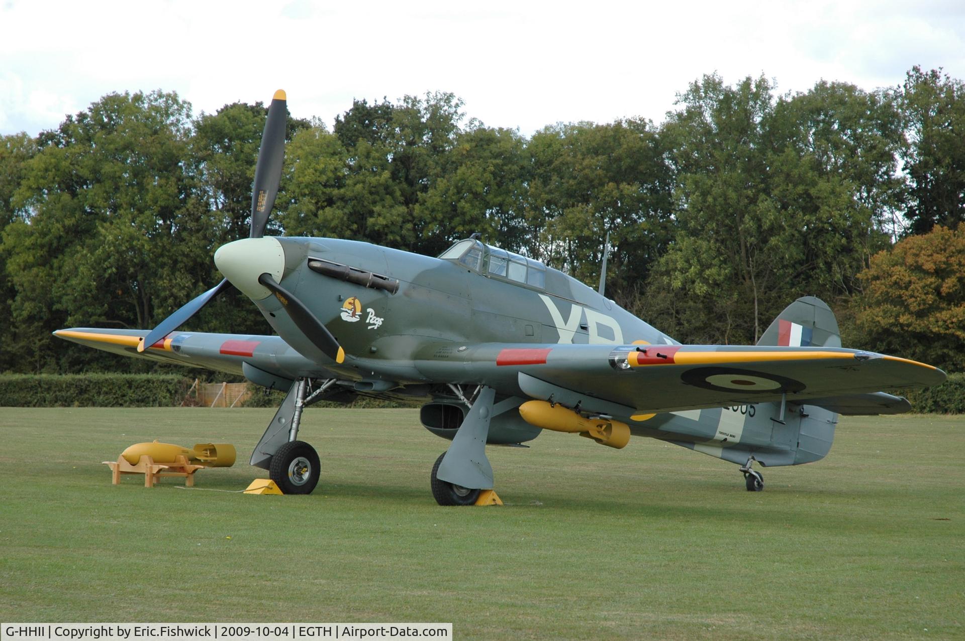 G-HHII, 1940 Hawker (CCF) Hurricane Mk2B C/N CCF/R20023, BE505 with dummy bombs at Shuttleworth Autumn Air Display Oct. 09