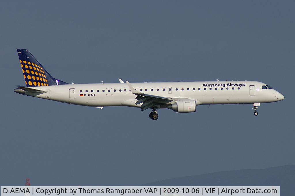 D-AEMA, 2009 Embraer 195LR (ERJ-190-200LR) C/N 19000290, Augsburg Airways Embraer 195