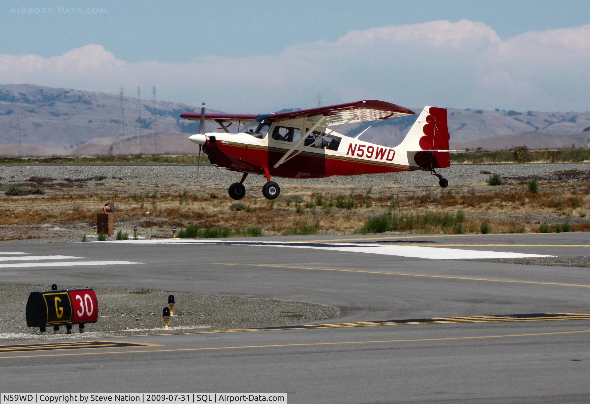 N59WD, 2007 American Champion 7GCBC C/N 1423-2007, 2007 American Champion Aircraft 7GCBC from nearby KPAO practicing touch-and-goes on windy day