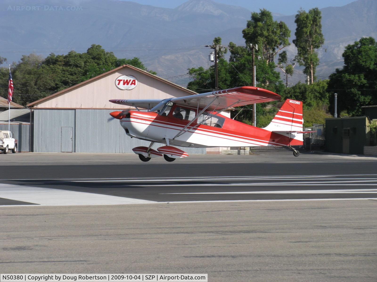 N50380, 1979 Bellanca 7ECA Citabria Citabria C/N 1291-79, 1979 Bellanca 7ECA CITABRIA, Lycoming O-235 115 Hp, near touchdown Rwy 22