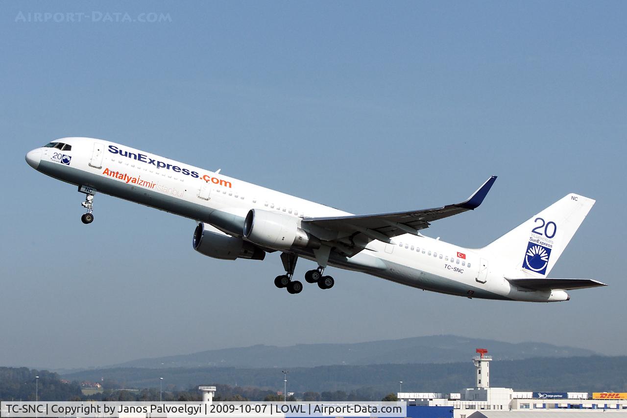 TC-SNC, 1994 Boeing 757-2Q8 C/N 26273, SunExpress Boeing B737-2Q8 after take-off in LOWL to AYT