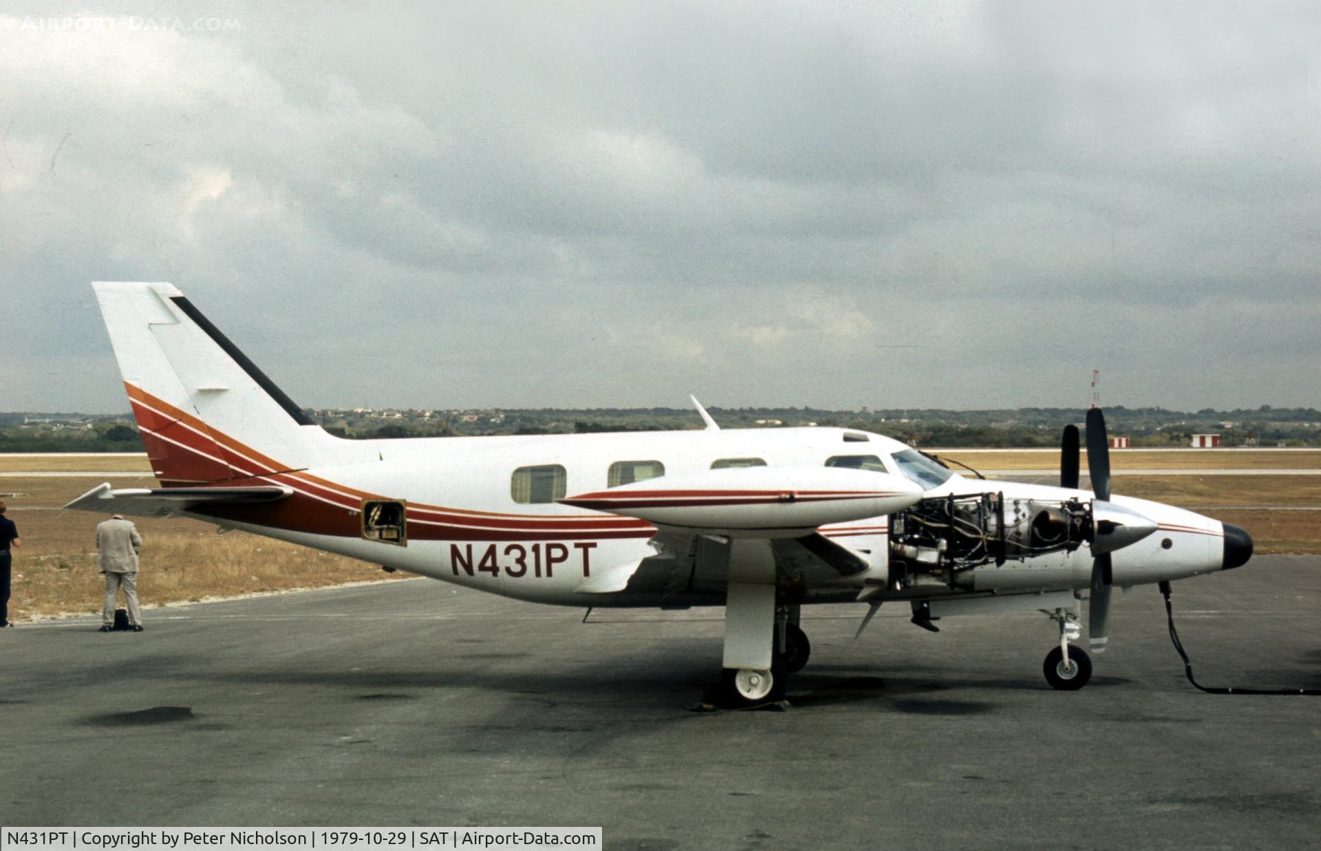 N431PT, 1975 Piper PA-31T C/N 31T-7520010, PA-31T Cheyenne as seen at San Antonio in October 1979.