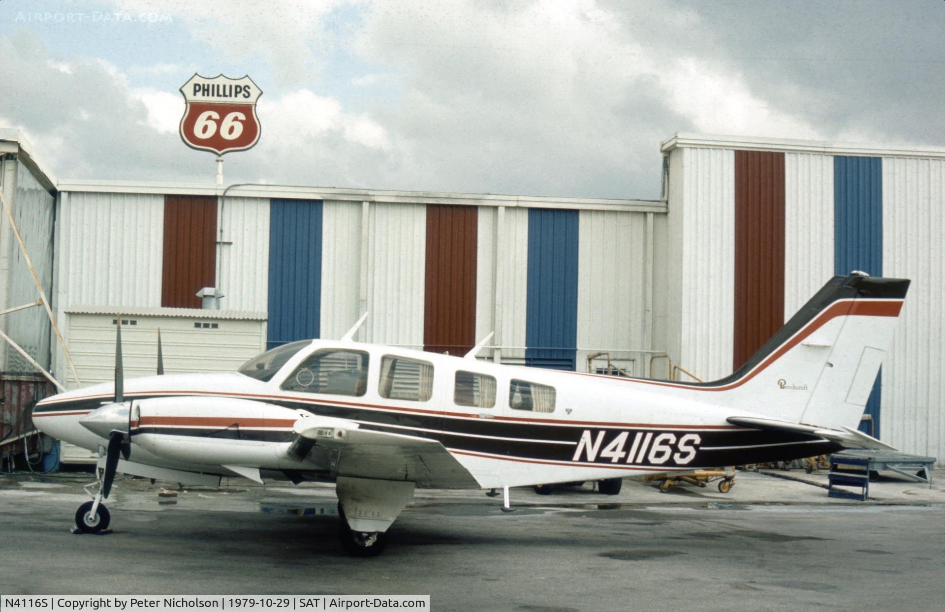 N4116S, 1975 Beech 58P Baron C/N TJ-6, Beech 58P Baron as seen at San Antonio in October 1979.