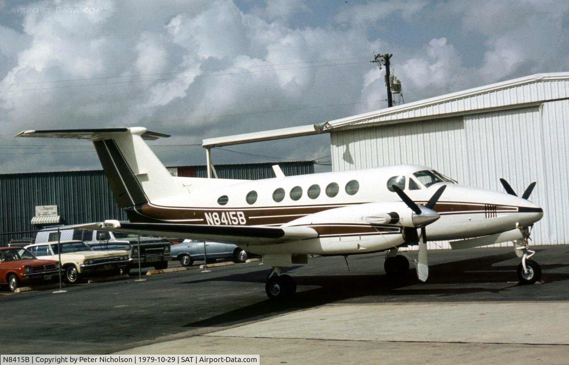 N8415B, 1974 Beech 200 King Air C/N BB-15, Beech Super King Air as seen at San Antonio in October 1979 had been based in Dhahran with ARMACO.