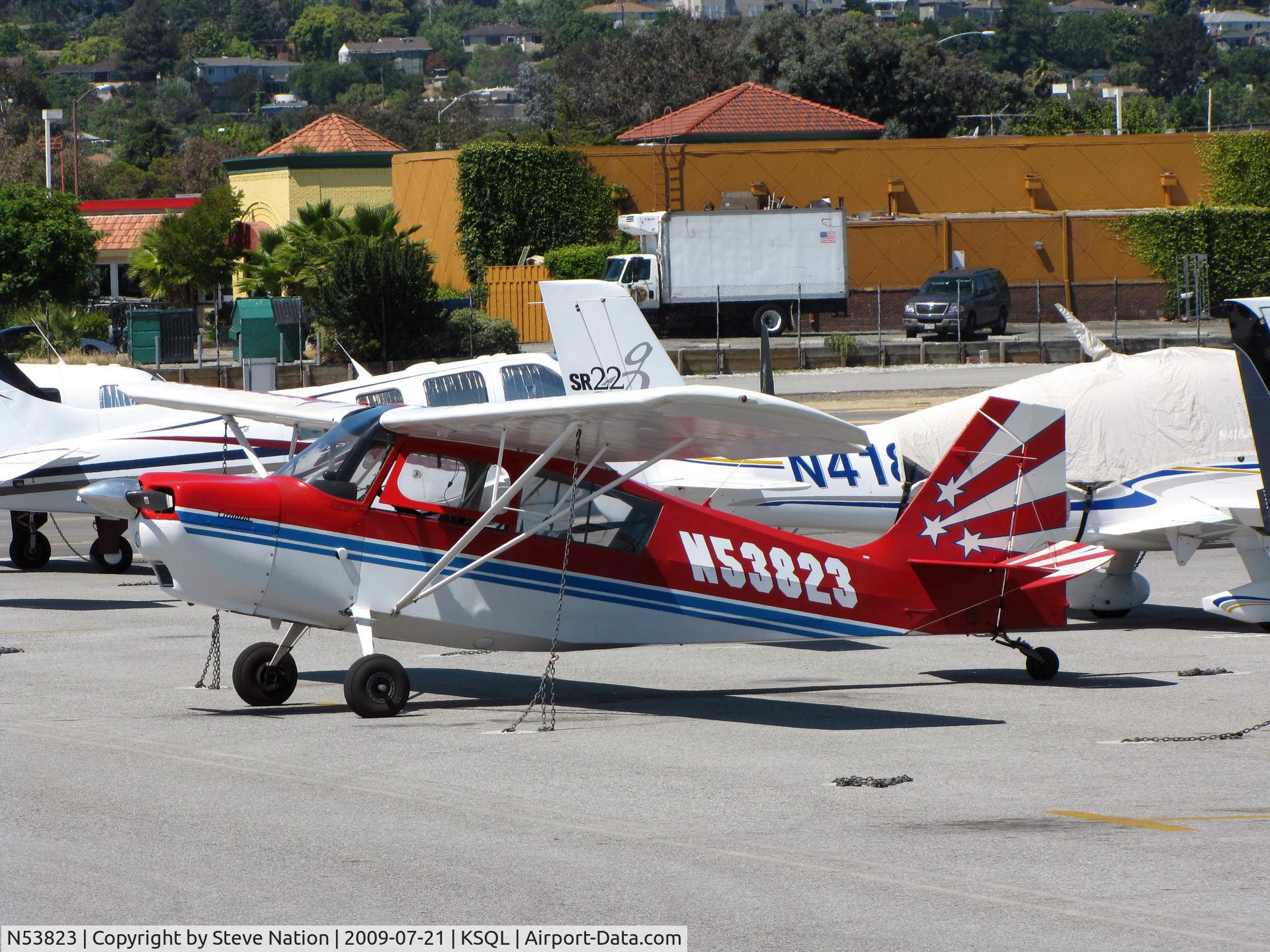 N53823, 1975 Bellanca 7ECA Citabria C/N 1126-76, Visiting from nearby KPAO (pilot of) 1975 Bellanca 7ECA made a quick stop