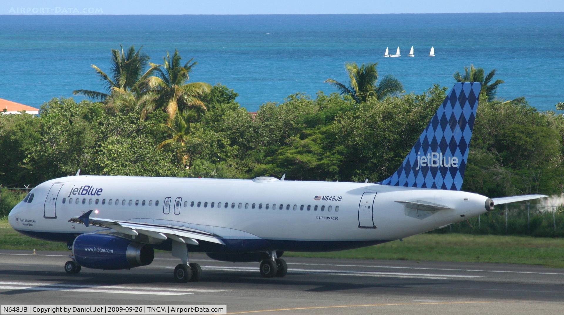 N648JB, 2006 Airbus A320-232 C/N 2970, taking off for KJFK