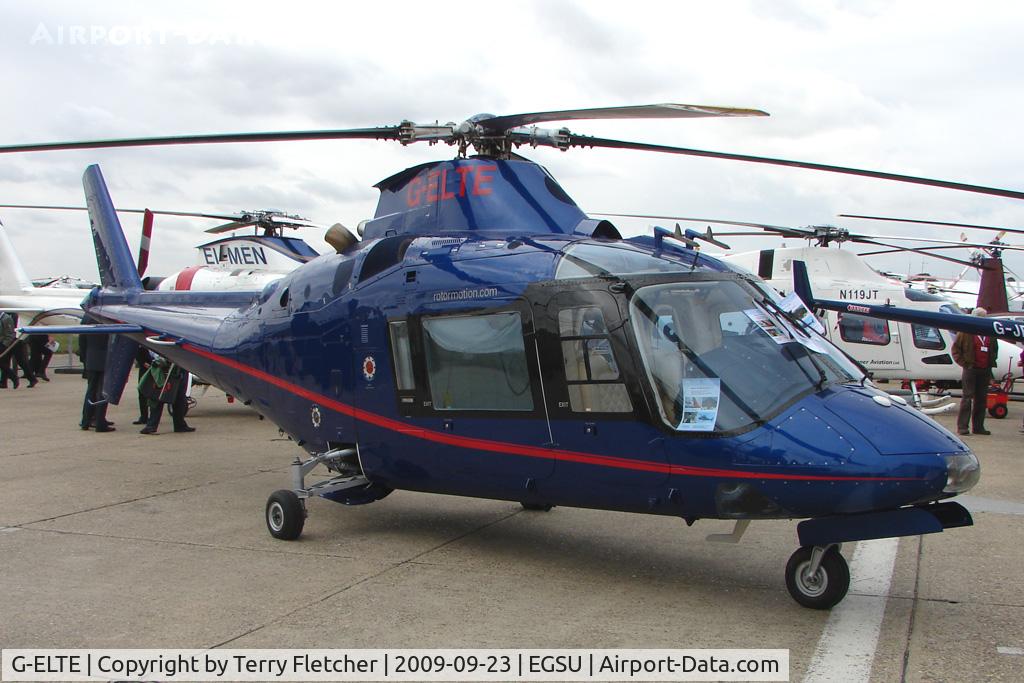 G-ELTE, 1984 Agusta A-109A-2 C/N 7269, Exhibited at HeliTech 2009 at Duxford