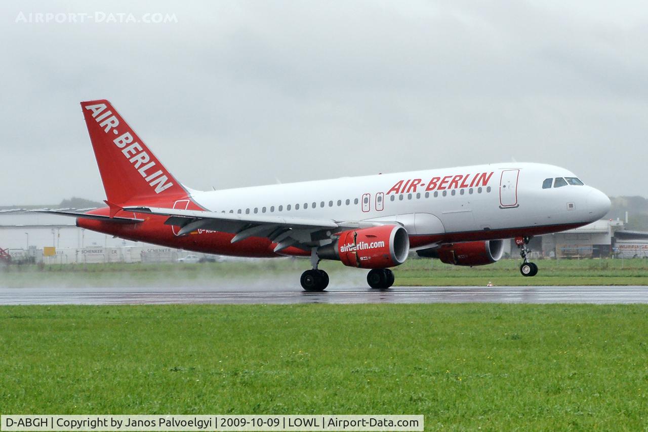 D-ABGH, 2007 Airbus A319-111 C/N 3245, AirBerlin Airbus A-319-111 landing on RWY09 in LOWL/LNZ