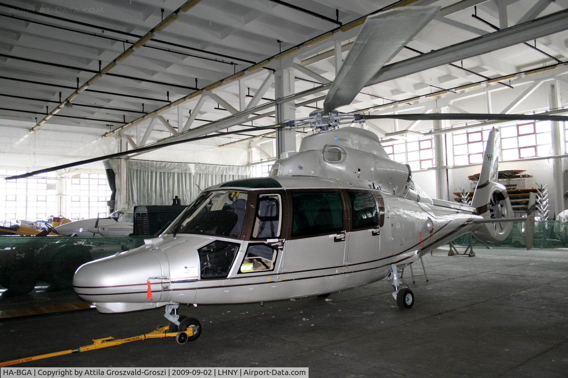 HA-BGA, Aerospatiale SA-365N Dauphin 2 C/N 6786, Nyíregyháza Airport - Hangár