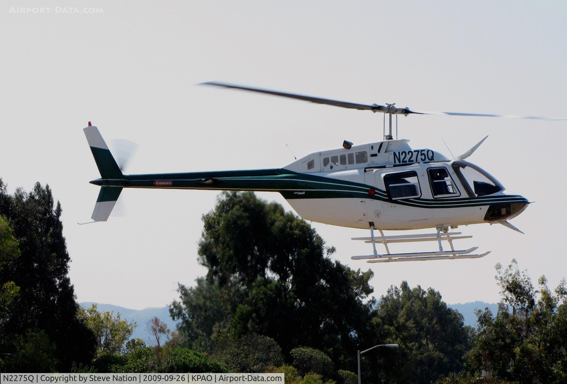 N2275Q, 1982 Bell 206B JetRanger III C/N 3625, Sierra Bravo Aviation 1982 Bell 206B on quick stop at KPAO