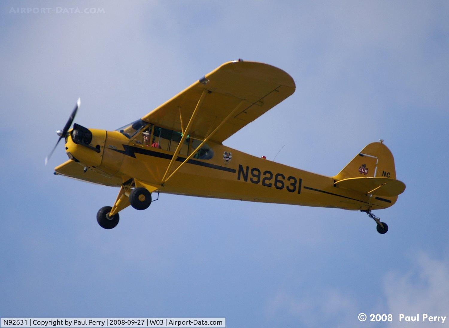 N92631, 1946 Piper J3C-65 Cub C/N 17002, Leaving Wilson after a day of visiting