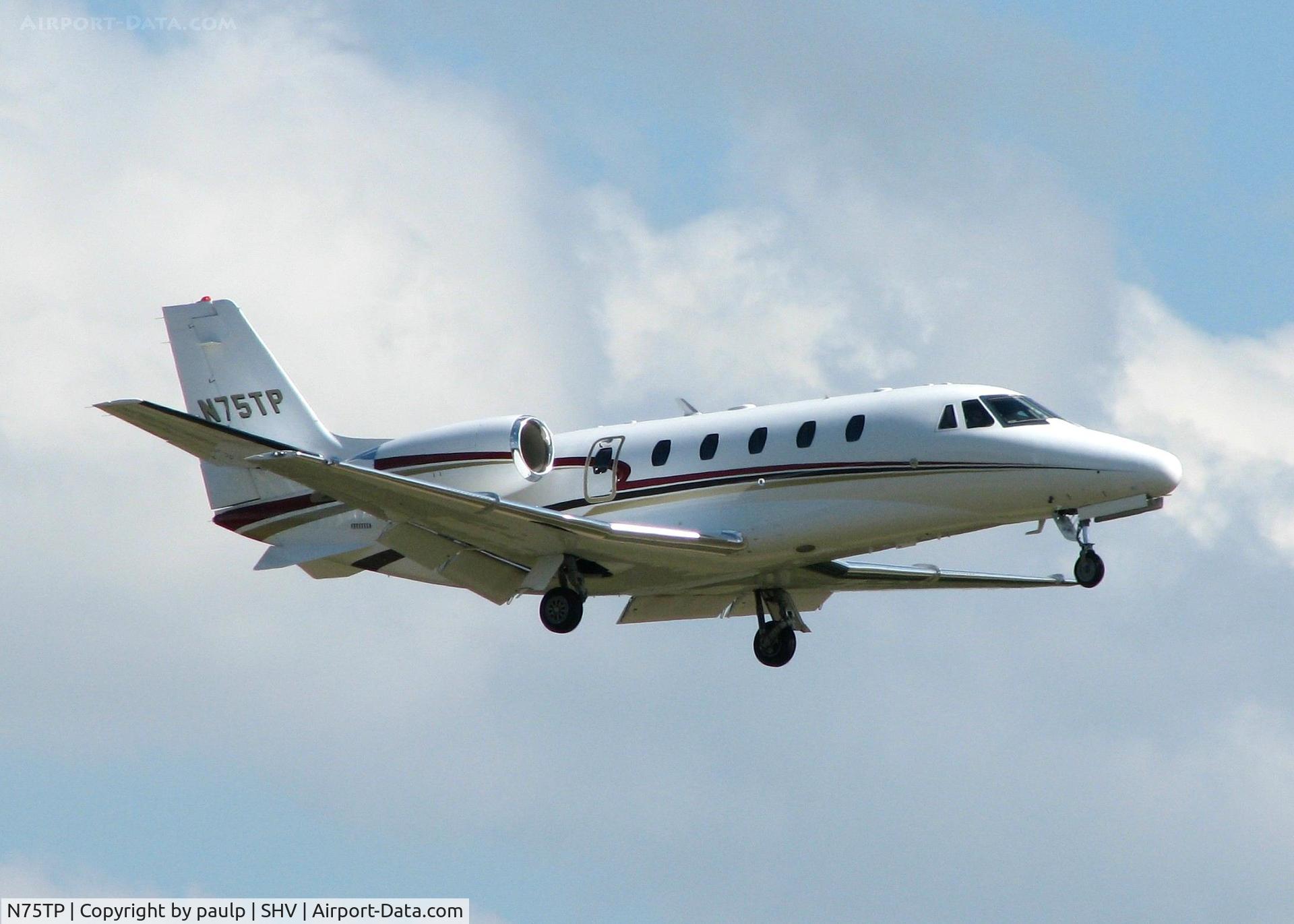 N75TP, 2008 Cessna 560XLS Citation Excel C/N 560-5768, Landing on runway 23 at Shreveport Regional.