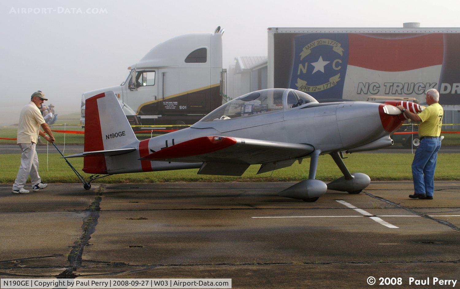 N190GE, 2005 Vans RV-8 C/N 81689, Positioning her before the fog even lifts