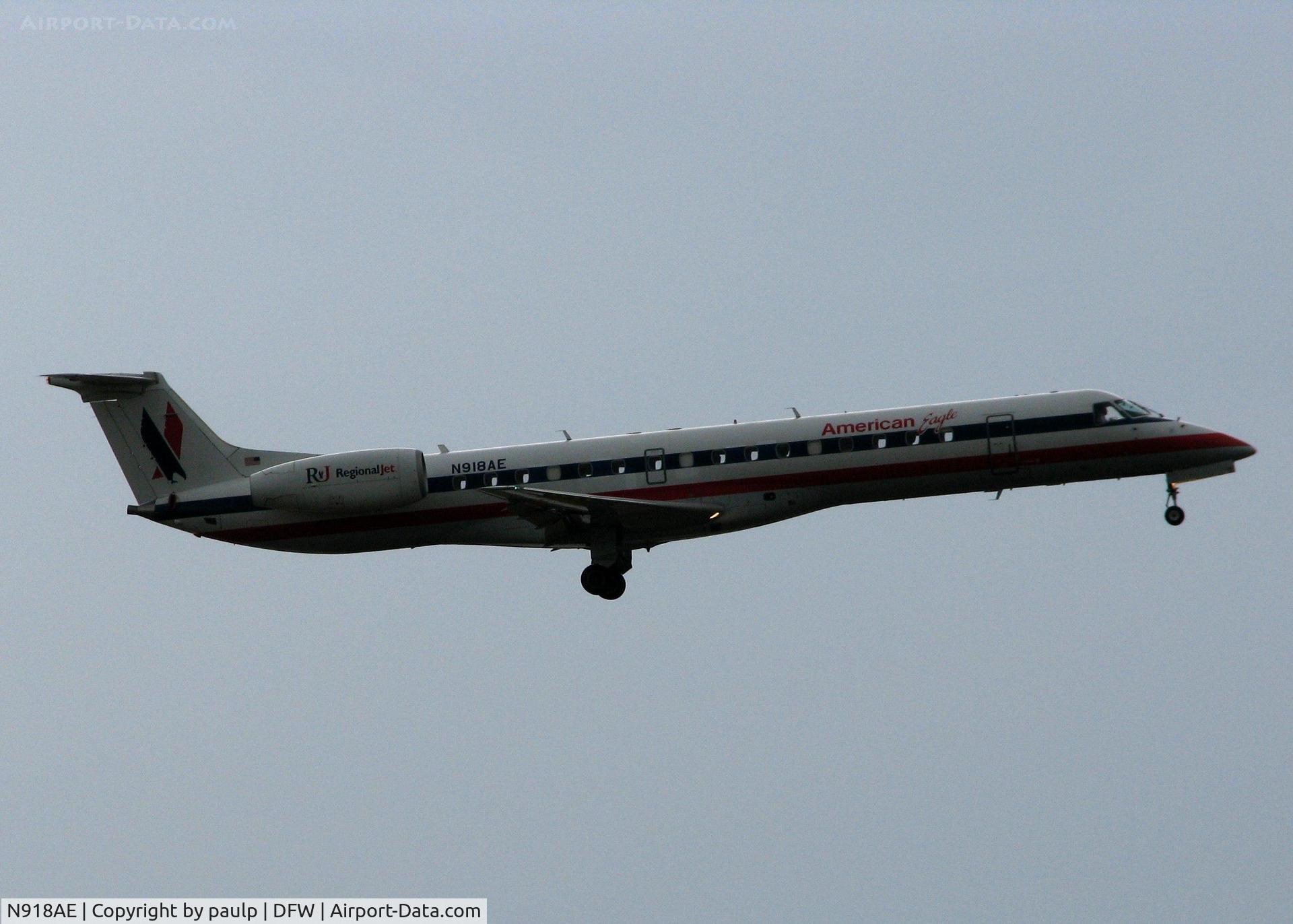 N918AE, 2005 Embraer ERJ-145LR (EMB-145LR) C/N 14500902, Landing on 18R at DFW. A stormy day in Dallas!