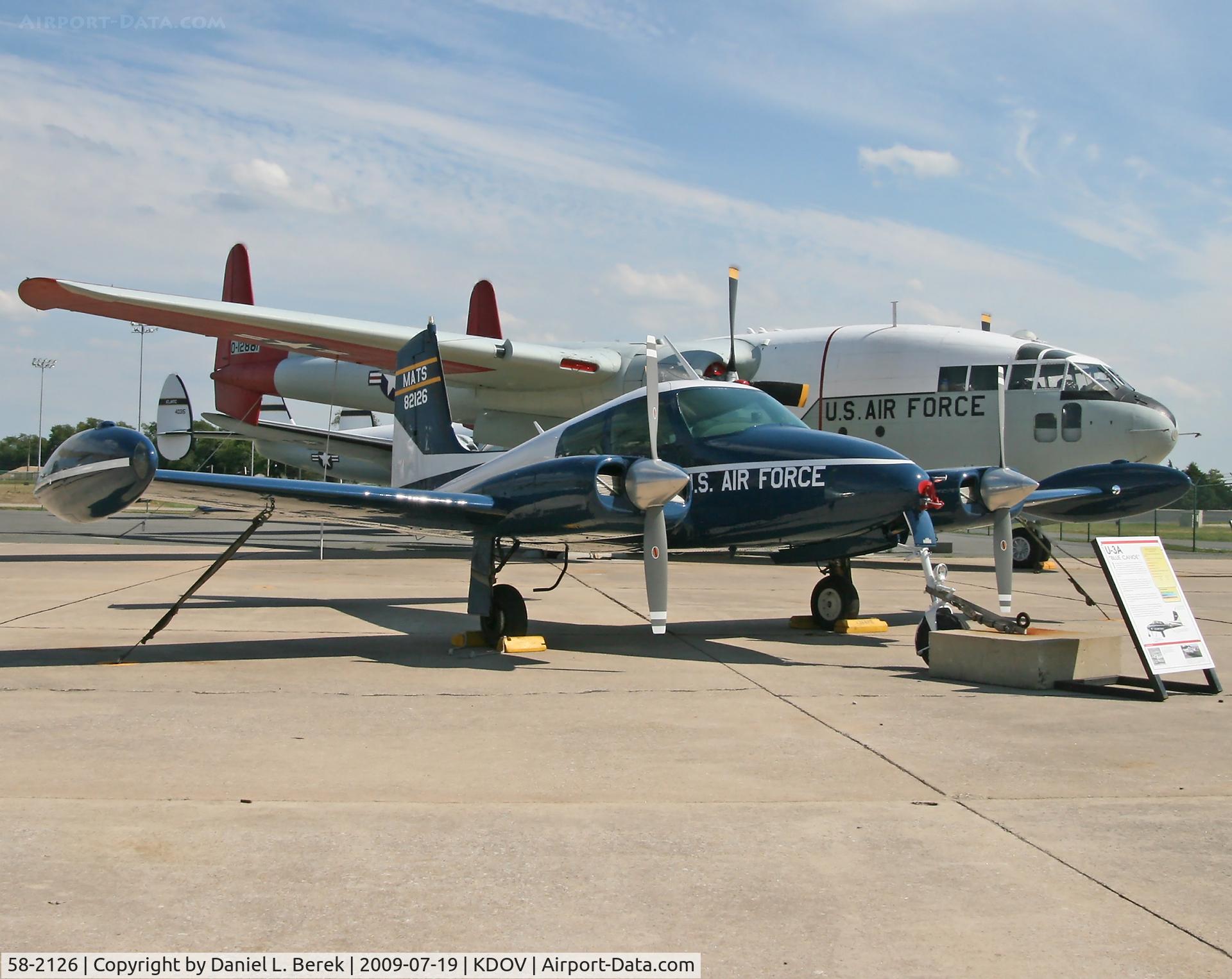 58-2126, 1958 Cessna U-3A Blue Canoe (310A) C/N 38100, This beautifully restored Blue Canoe is a new addition to the growing collection at the Air Mobility Command Museum.
