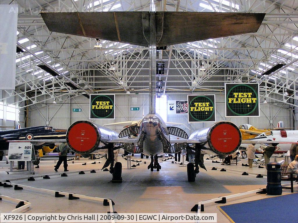 XF926, 1963 Bristol 188 C/N 13519, Built mainly of stainless steel, this aircraft was designed to investigate the effects of heat on aircraft structures at very high speeds. To protect the pilot against heat build-up a special cockpit refrigeration system was installed.